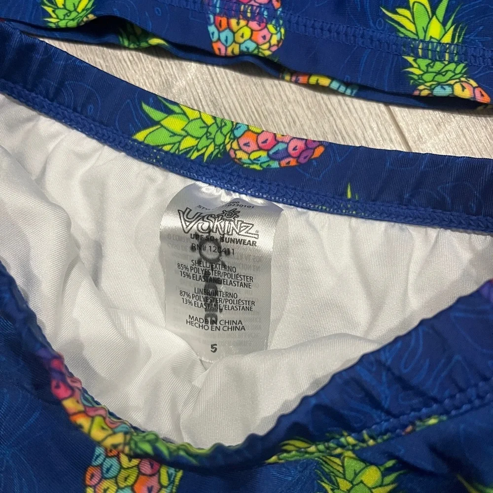 UVSkinz Girls' Pineapple Blue Rashguard Swim Set